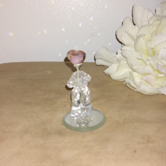 Swarovski Crystal I Love You Kris Bear w/ Pink Heart Balloon & Stand Plate & Box - Picture 5 of 16